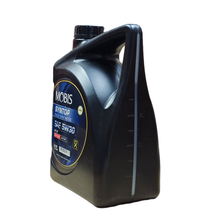 روغن موتور MOBIS 5W30 API SP حجم 4 لیتر، تولید امارات محافظت عالی در استارت سرد و دمای بالا.